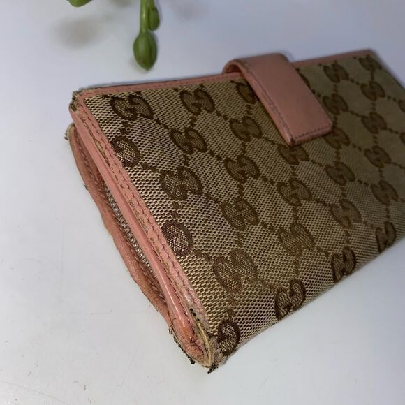 Authentic GUCCI GG Logo Leather Trim Long Clutch Wallet - Picture 3 of 9